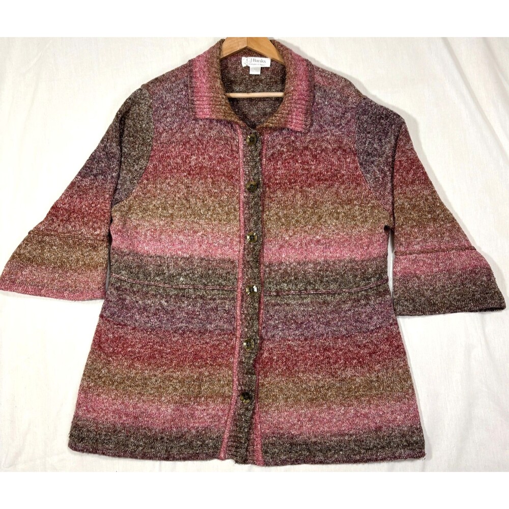 Vtg‎ CJ Banks Button Cardigan Sweater Women Plus 1X Retro Grandmacore Cottage